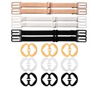 eBoot 6 Pieces Non-slip Bra Straps Elastic Adjustable Bra Strap Holder with 9 Pieces Bra Clips, Multicoloured , M