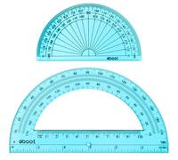 EBOOT Plastic Protractor 180 Degrees, 4 Inch and 6 Inch, Clear, 2 Pieces(Blue)
