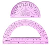 EBOOT Plastic Protractor 180 Degrees, 4 Inch and 6 Inch, Clear, 2 Pieces(Pink)