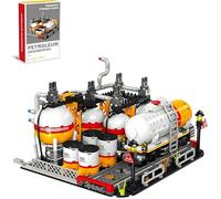 Ebortsin City Gas Station Building Set, Modular Chemical Plant Building Kits with Storage Tank & Lab, STEM Oil Transport Storage Factory Bricks Toy, Compatible with L*** City Series (743 PCS)