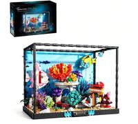 Ebortsin Ideas Fish Tank Building Blocks with Light, 1318 PCS Marine Aquarium Building Sets Compatible with L***, Including Ocean Jellyfish, Octopus Treature, Coral Toy, Marine Aquarium Decor