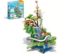 Ebortsin Sea Turtle Building Set, Ideas Turtle Island Ocean Animal Building Blocks Collection Toy, 2765 Pieces Dynamic Animal Bricks Model with Boats, Light, Home Plants Decor Gift Collection