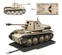 Ebortsin WW2 German Marder III Tank Destroyer Building Set, WW2 Tank Building Set with 3 Minifigures, Marder Destroyer Model Bricks Toy, Gifts for Military Enthusiasts (661 PCS)