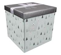 eBotuik - Christmas Eve Box Gift Box - Easy Gift Presentation Festive Snowman Xmas Eve Gift Wrapping Square Cardboard Box (Silver)