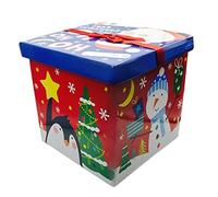 eBotuik - Christmas Gift Box - Easy Gift Presentation Festive Snowman Xmas Gift Wrapping Square Cardboard Box - Festive Xmas Eve Box 25cm x 25cm