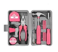 eBoutik - 24-Piece Essential DIY Pink Tool Kit for Women @ Easter - Home Maintenance Mini Compact Toolbox Set for Ladies for Home & Office Household Starter Basic Hand Tools -