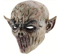 eBoutik - Adult Spooky Halloween Latex Realistic Horror Costume - Creepy Scary Demon Silicone Full Cover Head Face Mask Cosplay or Fancy Dress 0utfit - Stitched Mouth Moth Vampire