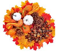eBoutik - Artificial Fake Mini Pumpkin, Berries, Maple Leaves, Pine Cones, & Acorns, Halloween, Harvest, Thanksgiving, Autumn Home Decorations - Autumn Door Wreath Craft (128 PCS)