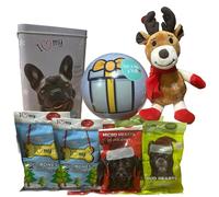 eBoutik - Christmas Dog Hamper Box Set - Large Bundle with Training Treats, Toy, Treat Tin, Tree Decoration, Assorted Treats, Xmas Stocking Filler for Puppy at Xmas