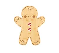 eBoutik - Christmas Gingerbread Man Bamboo Serving Board - Festive Holiday Cookie, Cheese & Charcuterie Platter - Durable Bamboo Xmas Kitchen Decor for Entertaining & Parties