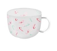 eBoutik - Christmas Glass Mug Set with Festive Prints - Classic Festive Cup for Tea, Coffee, Hot Chocolate or Egg Nog -Xmas Stocking Filler or Secret Santa for Cosy Gifts (Candy Cane)