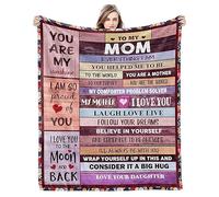 eBoutik - Christmas To My Mum Gift Blanket From Son & Daughter - Colourful Love You Letter to Mom Printed Warm Throw For Xmas & Birthday (130cm x 150cm)