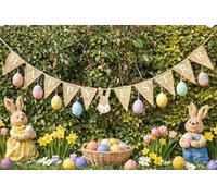eBoutik - Easter Bunting Garland - Burlap Farmhouse Banner with Bunny & Carrot Decorations, Spring Easter Party Decor for Garden, Home, Egg Hunts & Photos (Garden Green)