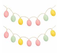eBoutik - Easter Egg LED String Lights - 10 Warm White Pastel Egg Garland, Battery Operated AA - Indoor & Outdoor Spring Garden Decorations for Hampers