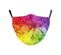 eBoutik - Fashion Filter Face Masks Funny Designs - Face Coverings Great for Social Distancing (Rainbow Crazy Geometric)