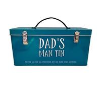 eBoutik - Fathers Christmas Day Novelty Storage Tin for Dad's Tools with Handle, Lunch Box, Man Draw or Tool Stroage For Xmas - Stocking Filler Idea For Him (Blue)