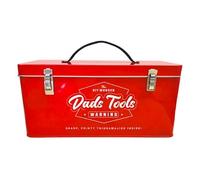 eBoutik - Fathers Christmas Day Novelty Storage Tin for Dad's Tools with Handle, Lunch Box, Man Draw or Tool Stroage For Xmas - Stocking Filler Idea For Him Hamper (Red)