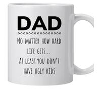 eBoutik - Fathers Funny Novelty Tea Cup - Ceramic Coffee Mug with Gift Box - Unique, Sarcastic, Joke Present Idea for Dad - Thankfully You Dont Have Ugly Kids