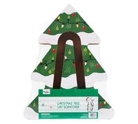 eBoutik - Festive Double-Sided Christmas Tree Style Cat Scratching Post - Xmas Cardboard Scratcher Board with Box for Indoor Cats