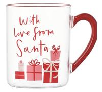 eBoutik - Festive Stylish Glass Cup for Christmas Drinks, Hot Chocolate, Tea & Coffee and Mulled Wine - Stocking Stuffer Cute Mug for Gift Hamper (with Love from Santa)