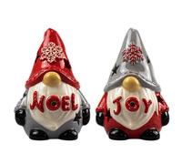 eBoutik - Festive Tea Light Holder For Christmas - Set of Two Ceramic Xmas Gonks Decoration for Christmas Tealight Lights - Centerpieces for Christmas Table, Window, Fireplace