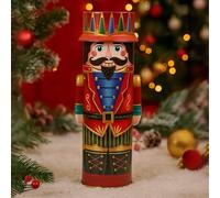 eBoutik - Festive Traditional Nutcracker Christmas Biscuit Tin with Shortbread - Decorative Holiday Storage Container for Xmas Stocking Filler or Hamper (Red)