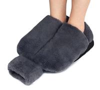 eBoutik - Fluffy Cold & Hot Water Bottle Footwarmer Slippers for Summer - Snug Pocket Padded Cover Foot Muff Cool & Heat Warmer for Feet (Dark Grey)