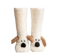 eBoutik - Fluffy Slipper Socks for Women - Cosy Soft Thick Coral Fleece - Novelty Design For Summer Sleepovers - Bed Warmer (WHITE, One Size)