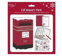 eBoutik - Fun Christmas Elf Report Card Set Bundle - 24 Festive Cards & Envelopes, Sticker Sheets and Pencils & Post Box - North Pole Activity Pack For Kids This Xmas