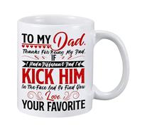 eBoutik - Funny Tea Coffee Mug - Novelty Gift for Easter, Grandad or Papa - Valentines Humorous Present from Son or Daughter - Thanks for Being My Dad