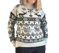 eBoutik - Ladies Festive Crew Neck Christmas Novelty Jumpers - Colourful Long Sleeve Knitted Pullover Warm Winter - Xmas Markets, Parties or Everyday Wear (Grey)