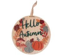 eBoutik - Large "Hello Autumn" Hanging Plaque, Autumn Harvest Door Sign, Pumpkin, Mushroom & Leaves Fall decor for Home Decoration or Wreath for Cosy Kitchen Home Decor
