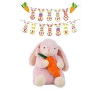 eBoutik - Large Pink Easter Bunny Rabbit With Carrot Plush Decorationg - Super Soft and Cuddly Spring Time Home Decor, Hamper