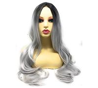 eBoutik - Long Grey Ombré Wig for Women - Silver Costume Hairpiece for Halloween, Cosplay & Fancy Dress - Spooky Ghost or Superhero Party Wig - Adult Role Play Accessory