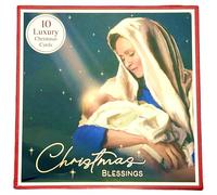 eBoutik - Luxury Religious Christmas Cards Multipack of 10 - Mother Mary & Jesus Christmas Blessings Scene - Greeting Advent Christian Xmas Card with Envelopes