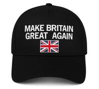 eBoutik - Make Britain Great Again Hat - Black MBGA Patriotic British Baseball Cap with Embroidered Union Jack Flag, Adjustable Unisex for Men & Women - Valentines or Easter