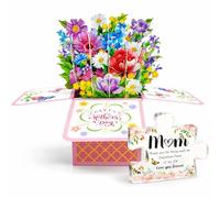 eBoutik - Mother’s Day Gift for Mum - 3D Pop-Up Floral Card & Engraved Acrylic Puzzle Keepsake - Beautiful Handcrafted Flower Bouquet Ornament