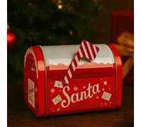 eBoutik - Novelty Decorative Old Style Santa Post Box Biscuit Tin With Shortbread - Elegant Christmas Santa Mail Design For Festive Vintage Style Xmas Decor