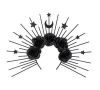 eBoutik - Novelty Gothic Crown Headband with Roses, Black Skull Queen Costume Accessory for Halloween, Masquerade, Cosplay - Evil Snow Queen Goddess