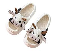 eBoutik - Novelty Soft Highland Cow Slide On Slippers - Pink Fluffy Footwear Valentines - Cute Easter Gift, Mothers Day Hamper Filler From Secret Santa -White UK5