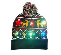 eBoutik - Novelty Winter Bobble Beanie Hat - Unisex One Size Fits All Colourful Wool Hat - festive Light Up Design (Festive Friends)