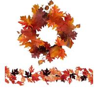 eBoutik - Pack of 2 Artificial Autumn Leaf Garlands, Hanging Maple, Fall Leave Foliage on Vines for Indoor & Outdoor Home Decoration’s - Halloween, Wedding, Thanksgiving, Fireplace, Christmas Decor