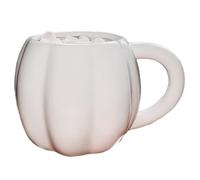 eBoutik - Pumpkin Shape Ceramic Cup, Halloween, Autumn, Fall, Cosy Season Mug for Tea, Coffee, Soup - Spooky Tableware Dinnerware (White)