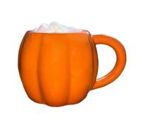 eBoutik - Pumpkin Shape Ceramic Cup, Halloween, Thanksgiving Autumn, Fall, Cosy Season Mug for Tea, Coffee, Soup - Spooky Tableware Dinnerware (Orange)