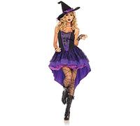 eBoutik - Purple Halloween Witch Costume - Waterfall Back & Corset Tie Dress - Great For Trick or Treat & Parties (XLarge)