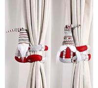 eBoutik - Set of 2 Christmas Curtain Tiebacks Holdbacks - Window, Tree, Stairs, Doors, & Curtain Holder, Faceless Gonk Elf Santa Doll Decoration for Home (Grey)