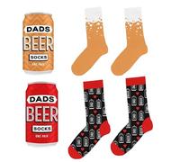 eBoutik - Set of 2 Novelty Fun Craft Beer Socks For Easter in Gift Box Tin - Fun For Dad, Ale Beer Drinking Joke Gift for Valentines - Orange & Red
