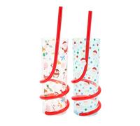 eBoutik - Set of 2 Xmas Holiday Drinking Cup with Spiral Straw - Christmas Character Design for Festive Drinkware Set for Xmas Eve Box Stocking Filler