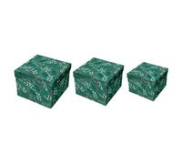 eBoutik - Set of 3 Christmas Eve Stacking Easy Wrap Gift Boxes - Traditional Festive Print - Festive Novelty Fun Stacking Gift Boxes For Children or Adults Xmas (Green Mistletoe)