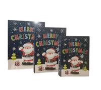 eBoutik - Set of 3 Christmas Stacking Gift Boxes - Festive Stackable Storage Containers for Holiday Present Wrapping and Party Decor or Xmas Eve (Christmas Book)